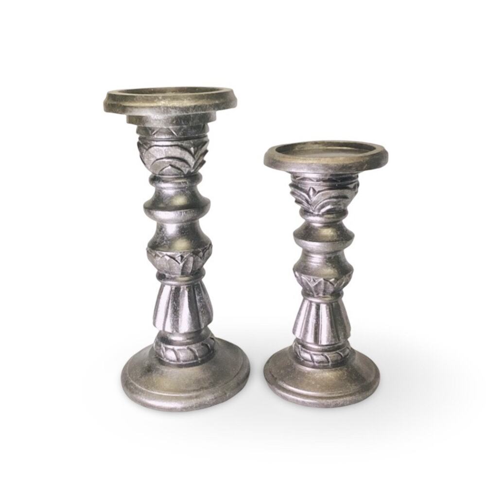 Elements Set of 2 Asst Resin Candle Holders